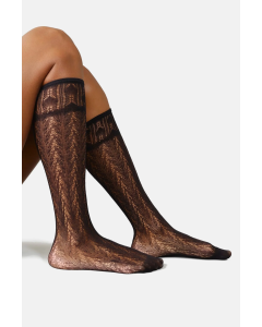 Erica Crochet Knee-Highs Black
