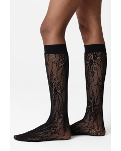 Rosa Lace Knee-Highs Black