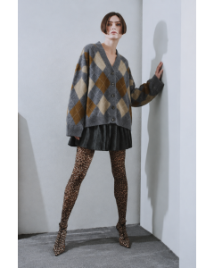 Argyle Cardigan Grey Check