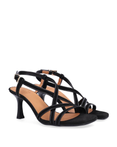 Heeled Sandal Black Babysilk Suede 500