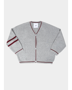 Cardigan Benny Light Grey/Bordeaux