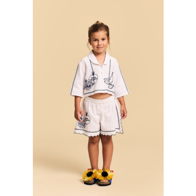 Pommegranate emboidery hemd wit