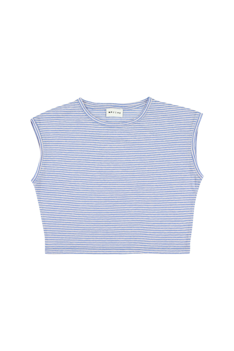 shop nu t-shirt satin stripe pink/bleu van morley bij ik koop Belgisch conceptstore 'les belges', ruimste aanbod van Belgische kindermode