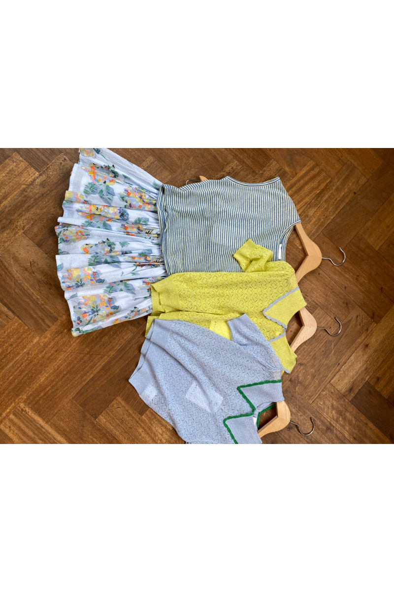 shop nu t-shirt satin stripe lemon/sky van morley bij ik koop Belgisch conceptstore 'les belges', ruimste aanbod van Belgische kindermode
