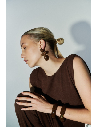 Boucles d'oreilles Onyx brunes