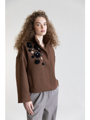Jacket with floral appliqué