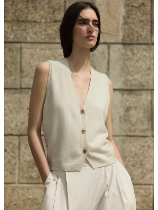 Sleeveless vest cashmere blend eggshell