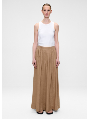 Washed linen culotte café au lait