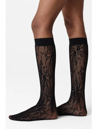 Rosa Lace Knee-Highs Black