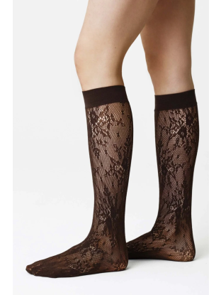 Rosa Lace Knee-Highs Brown