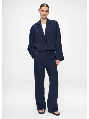 Japanese crepe blouson jacket midnight blue