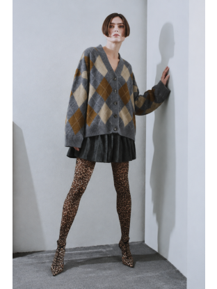 Argyle Cardigan Grey Check