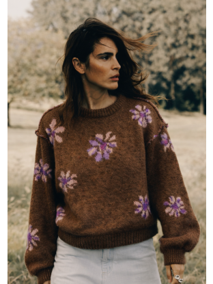 Kate Flower Sweat Brown