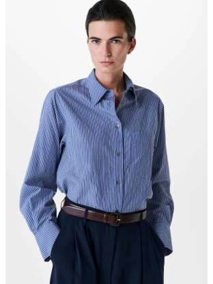 Shirt Stripes Blue Lyocell