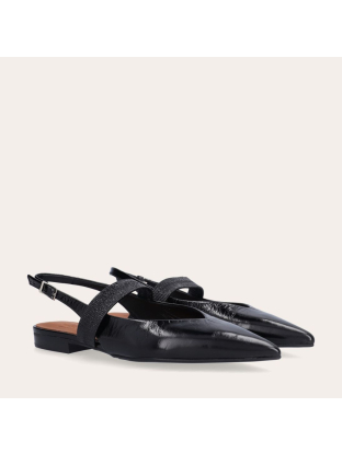 Sling Back Black Nappa