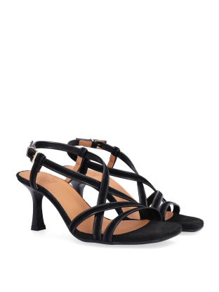 Heeled Sandal Black Babysilk Suede 500