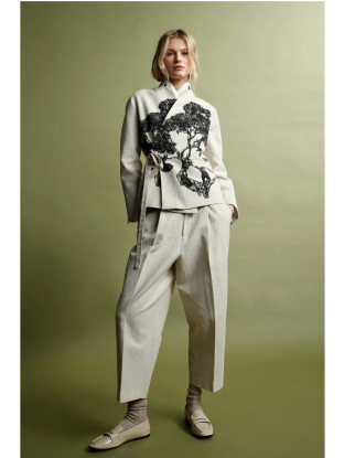 Coton lin pantalon beige