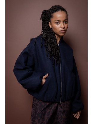 Bomber veste en feutre nuit bleu