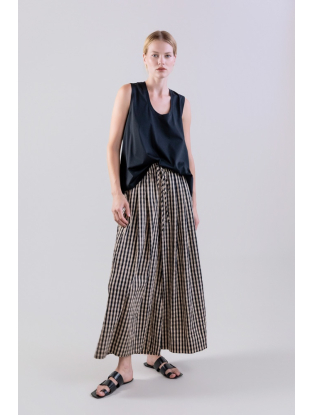 Wide Checked Culottes Black