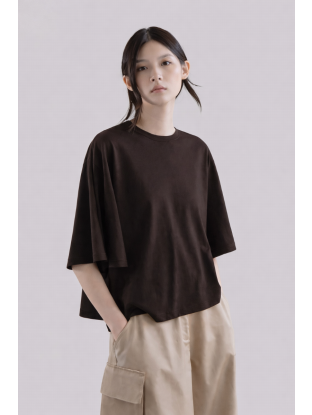 T-Shirt with Flowy Sleeves Chocolat