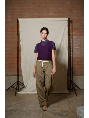 Trousers with pinces crinkle Clay