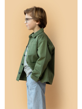 shop nu hemd marmit twill kaki van simple kids bij ik koop Belgisch conceptstore 'les belges', ruimste aanbod van Belgische kindermode
