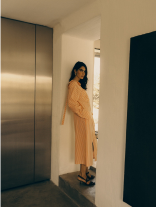 Lina Dress Orange Stripes