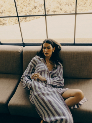 Lina Dress Purple Stripes