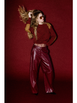 Pants Aria Faux Leather Bordo