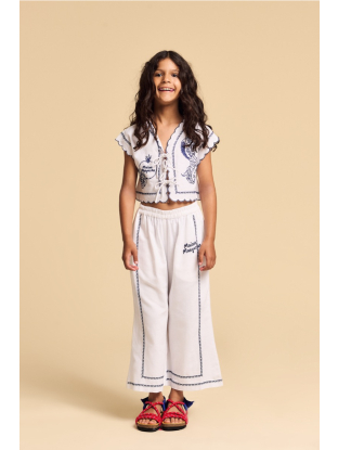 Pommegranate emboidery broek wit