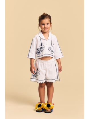 Pommegranate emboidery hemd wit