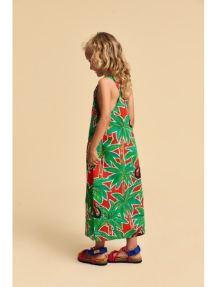 Jurk Monkey Forest groen en rood