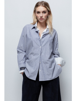 shop nu blouse double blue van mel bij ik koop Belgisch conceptstore 'les belges', ruimste aanbod van Belgische damesmode