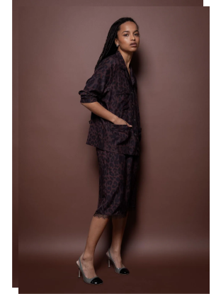 Jupe soie Hawai Leopard