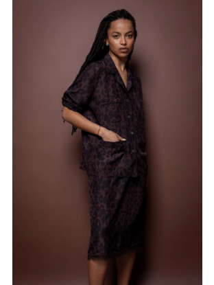 Zijden blouse Miu Leopard