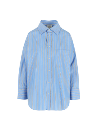 Blouse Milano poplin lichtblauw met streep