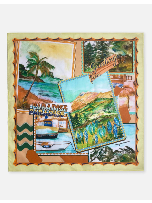 Scarf Crossing Postcards Greetings Butter Brown Turquoise