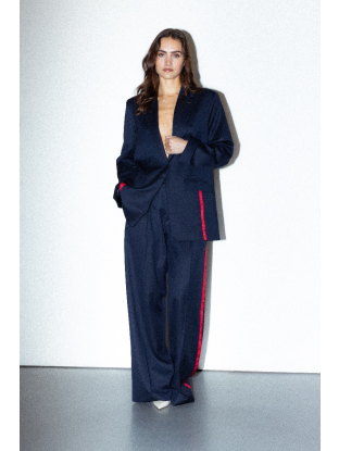 Pantalon Nora navy avec bande rouge