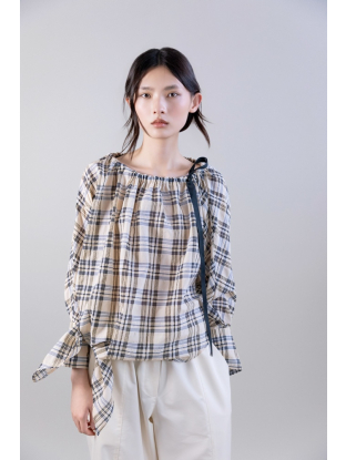 Checked Blouse Off-White