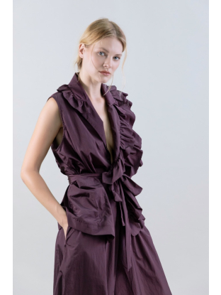 Tafetta Sleeveless Blouse Fig