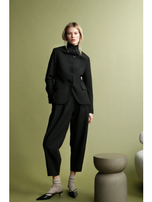 Blazer noir à col Mao