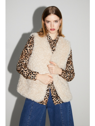 Vest mouwloos Teddy beige