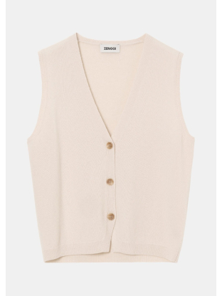 Sleeveless vest cashmere blend eggshell