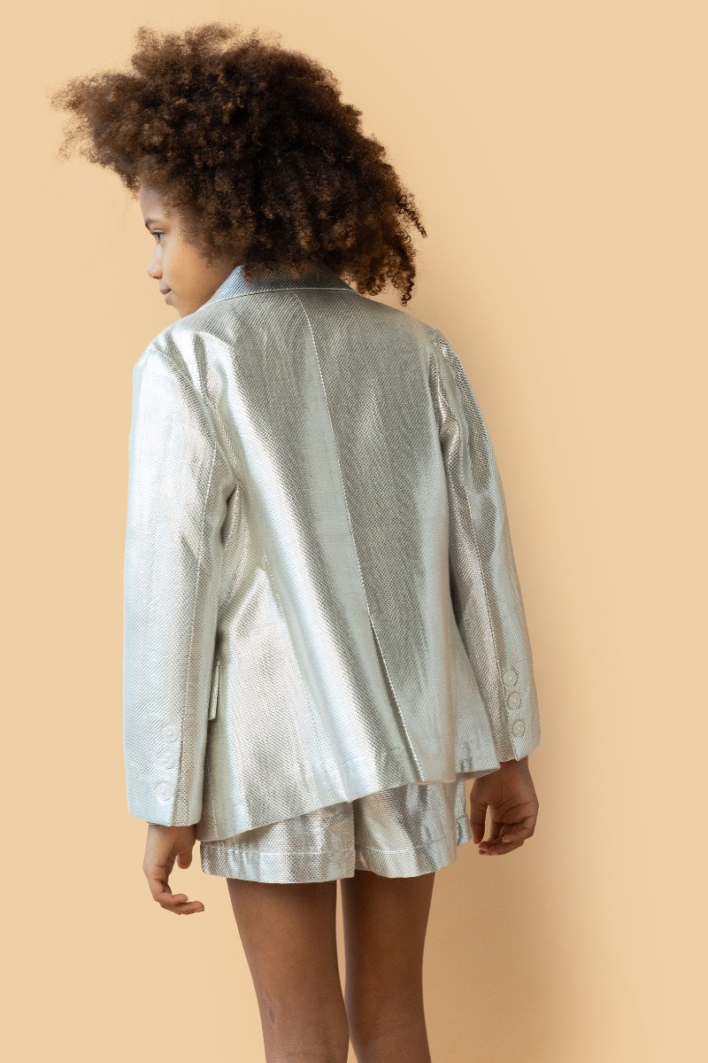 blazer lamb glitter silver van simple kids