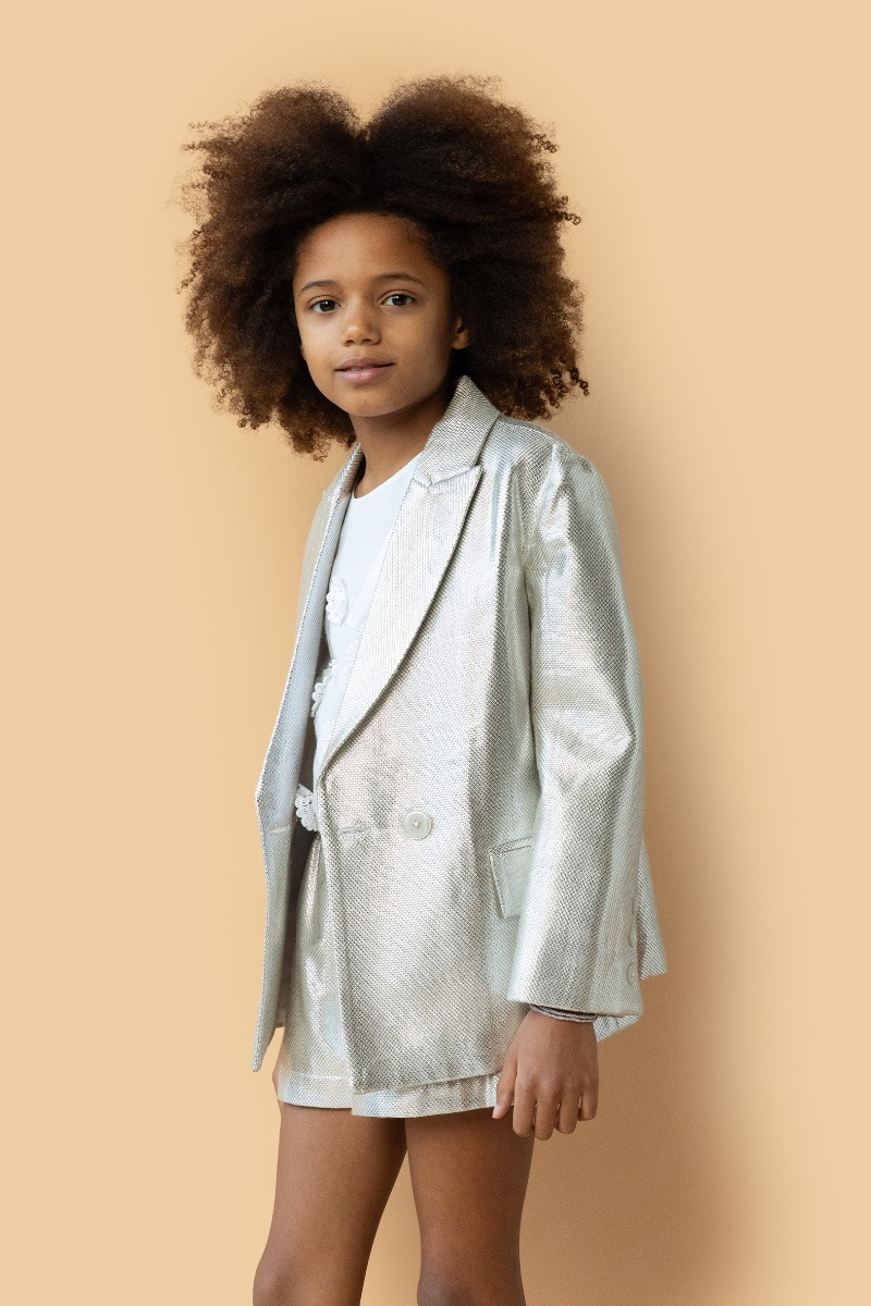 blazer lamb glitter silver van simple kids