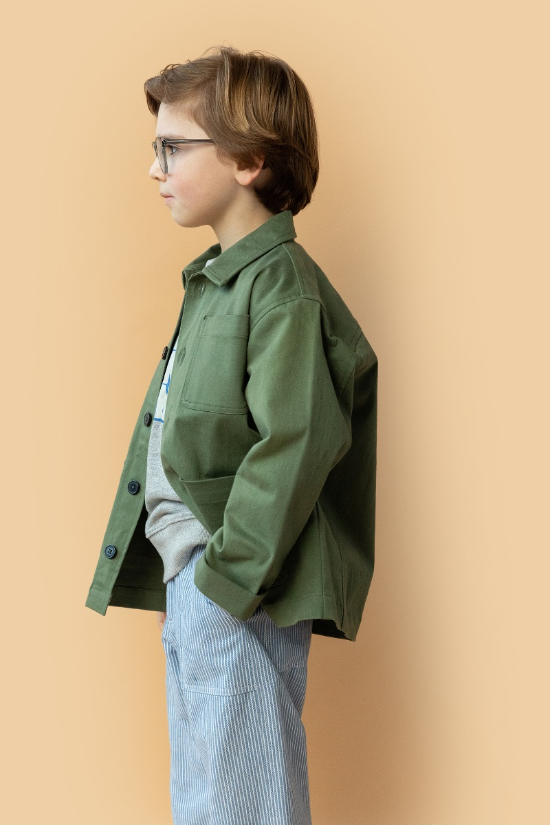 shop nu hemd marmit twill kaki van simple kids bij ik koop Belgisch conceptstore 'les belges', ruimste aanbod van Belgische kindermode