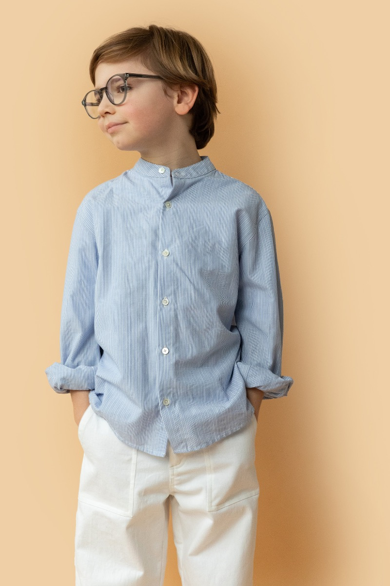 shop nu hemd albus paros blue van simple kids bij ik koop Belgisch conceptstore 'les belges', ruimste aanbod van Belgische kindermode