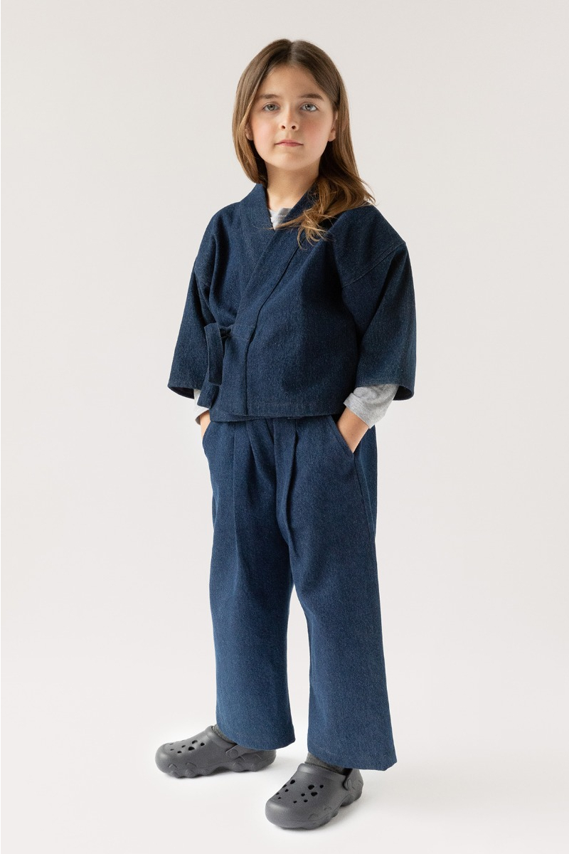 shop nu jas lyma denim gold van simple kids bij ik koop Belgisch conceptstore 'les belges', ruimste aanbod van Belgische kindermode