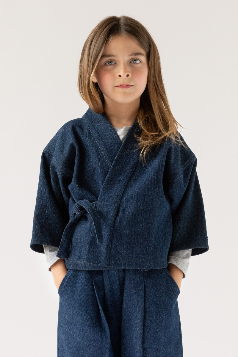 shop nu jas lyma denim gold van simple kids bij ik koop Belgisch conceptstore 'les belges', ruimste aanbod van Belgische kindermode