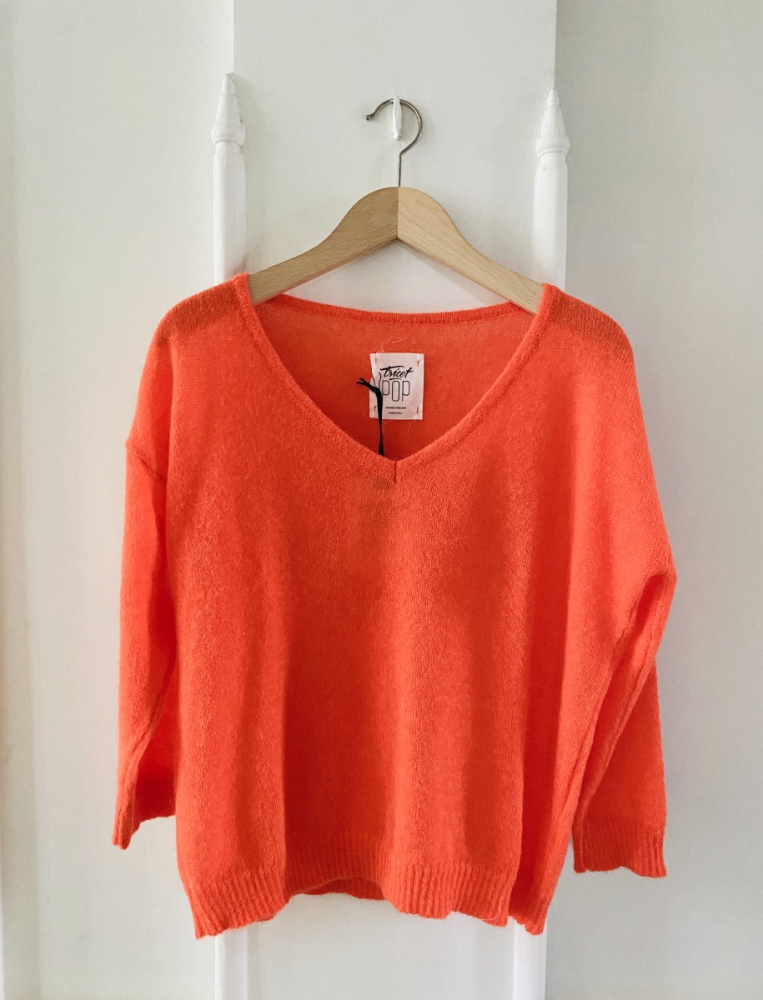 pull juliette orange tricot pop